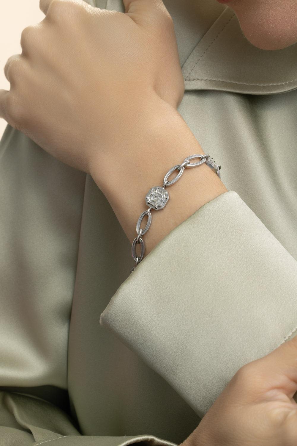 Diamond Mosaic Bracelet-WHITE GOLD-7-JEWELRYFINE JEWELBRACELET O-SYLVA & CIE