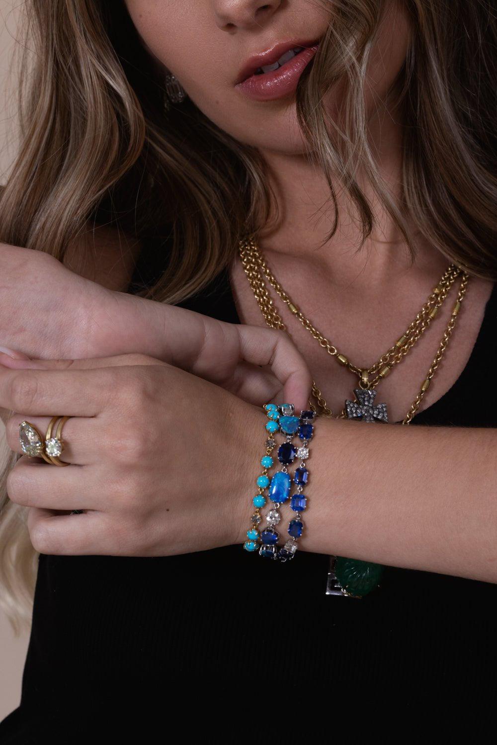 SYLVA & CIE-Opal Kyanite Diamond Bracelet-WHITE GOLD