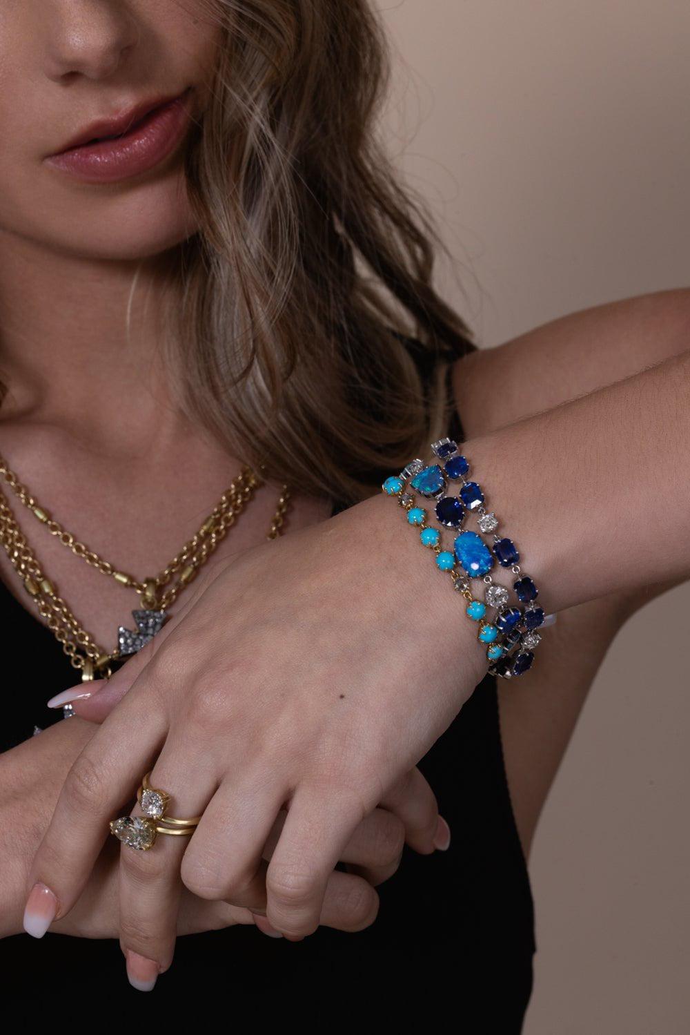 SYLVA & CIE-Opal Kyanite Diamond Bracelet-WHITE GOLD