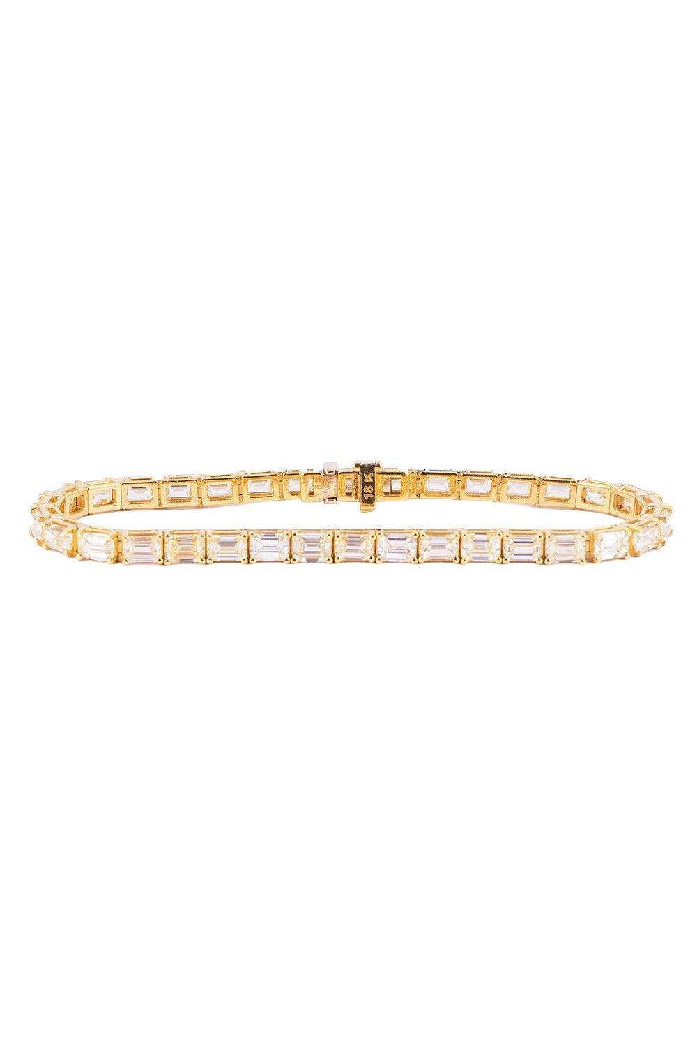 Diamond Emerald-Cut Bracelet-YELLOW GOLD-7-JEWELRYFINE JEWELBRACELET O-SYLVA & CIE