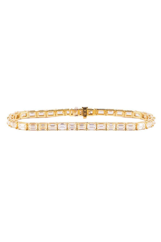 Diamond Emerald-Cut Bracelet-YELLOW GOLD-7-JEWELRYFINE JEWELBRACELET O-SYLVA & CIE