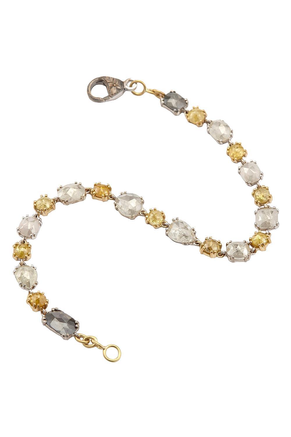 Diamond Rough Multi Color Bracelet-YELLOW GOLD-7-JEWELRYFINE JEWELBRACELET O-SYLVA & CIE