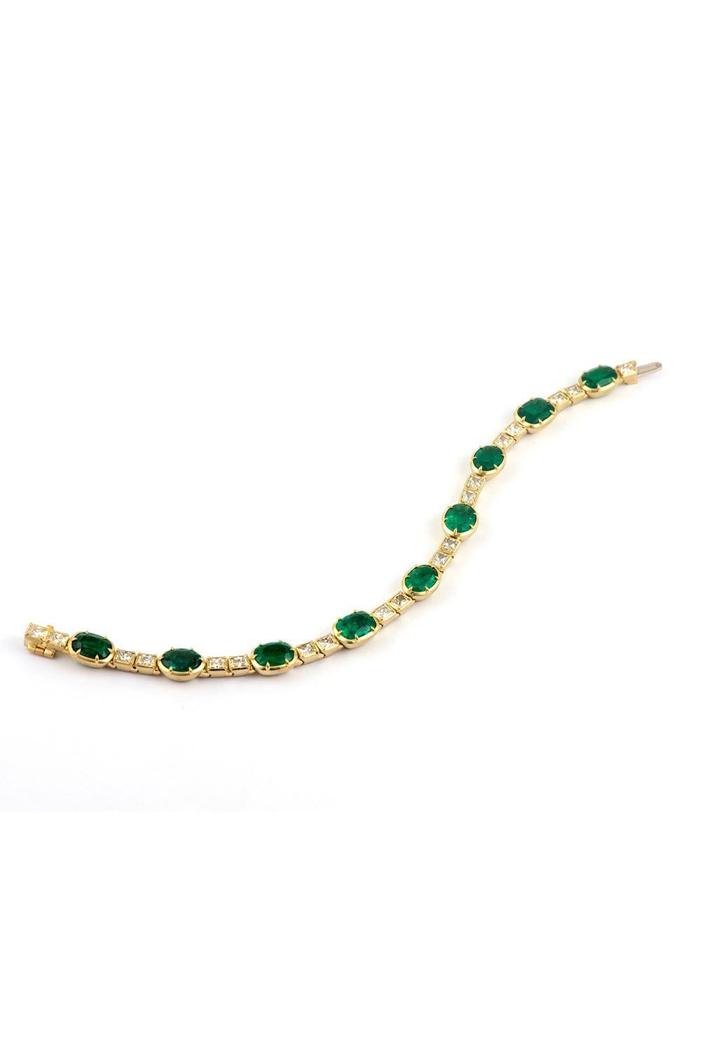 Mixed Sapphire Emerald Diamond Zamian Bracelet-YELLOW GOLD-7-JEWELRYFINE JEWELBRACELET O-SYLVA & CIE