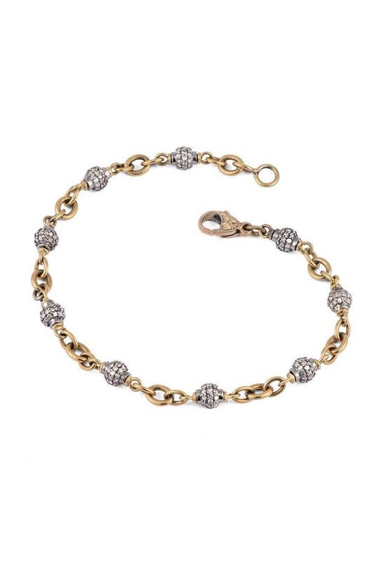 Diamond Bead Bracelet-YELLOW GOLD-7.5-JEWELRYFINE JEWELBRACELET O-SYLVA & CIE