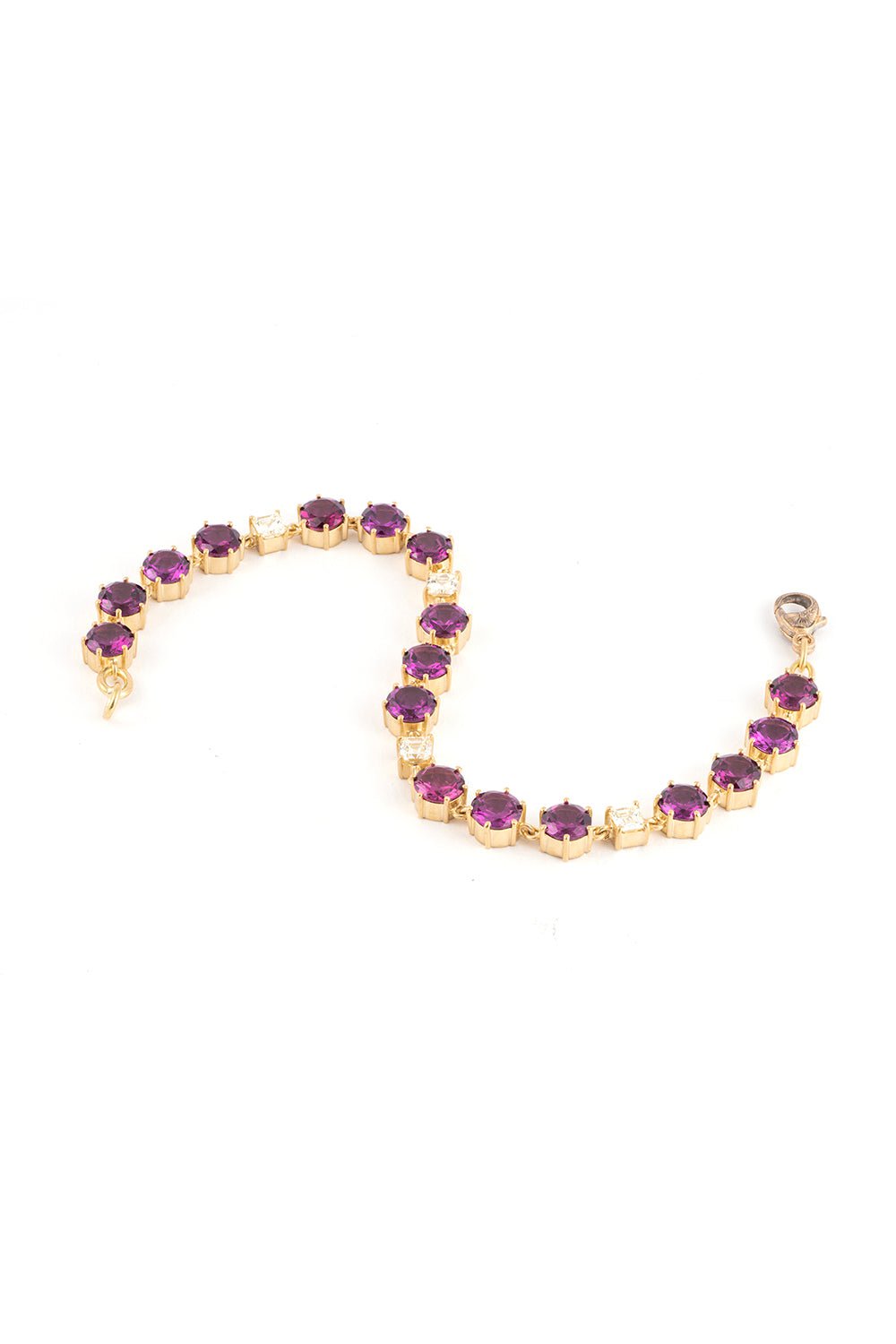 SYLVA & CIE-Purple Rhodolite Asher Diamond Tennis Bracelet-YELLOW GOLD