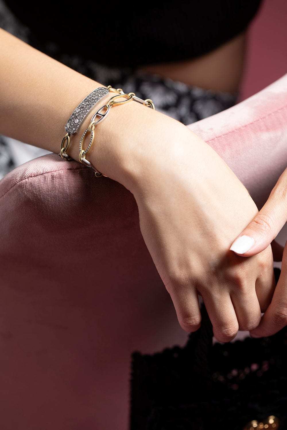SYLVA & CIE-Diamond Link Bracelet-YELLOW GOLD