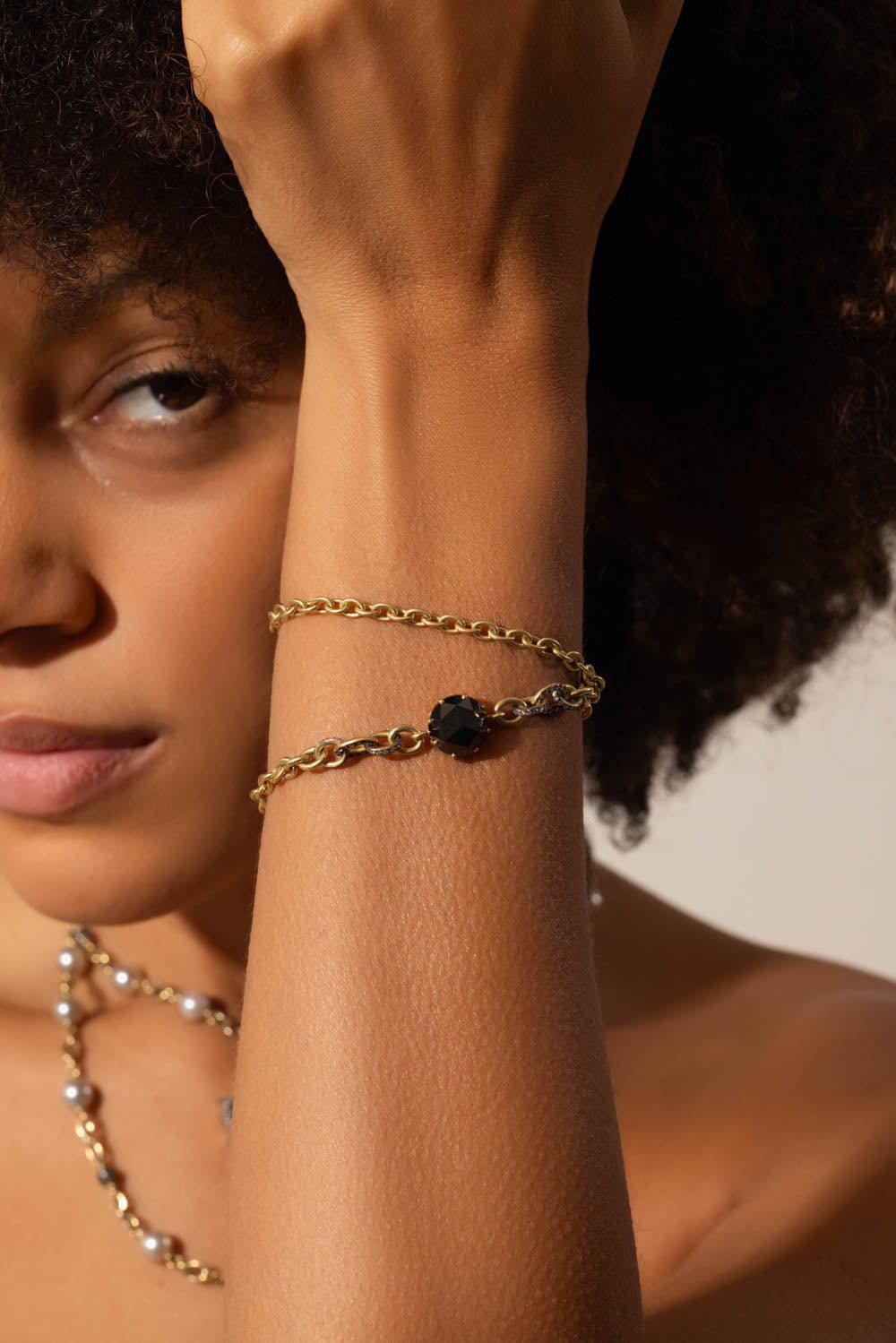 SYLVA & CIE-Double Wrap Black Diamond Bracelet-YELLOW GOLD
