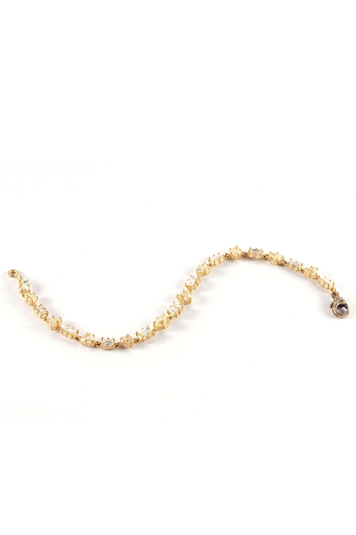 SYLVA & CIE-Fancy Yellow and Baguette Diamond Tennis Bracelet-YELLOW GOLD
