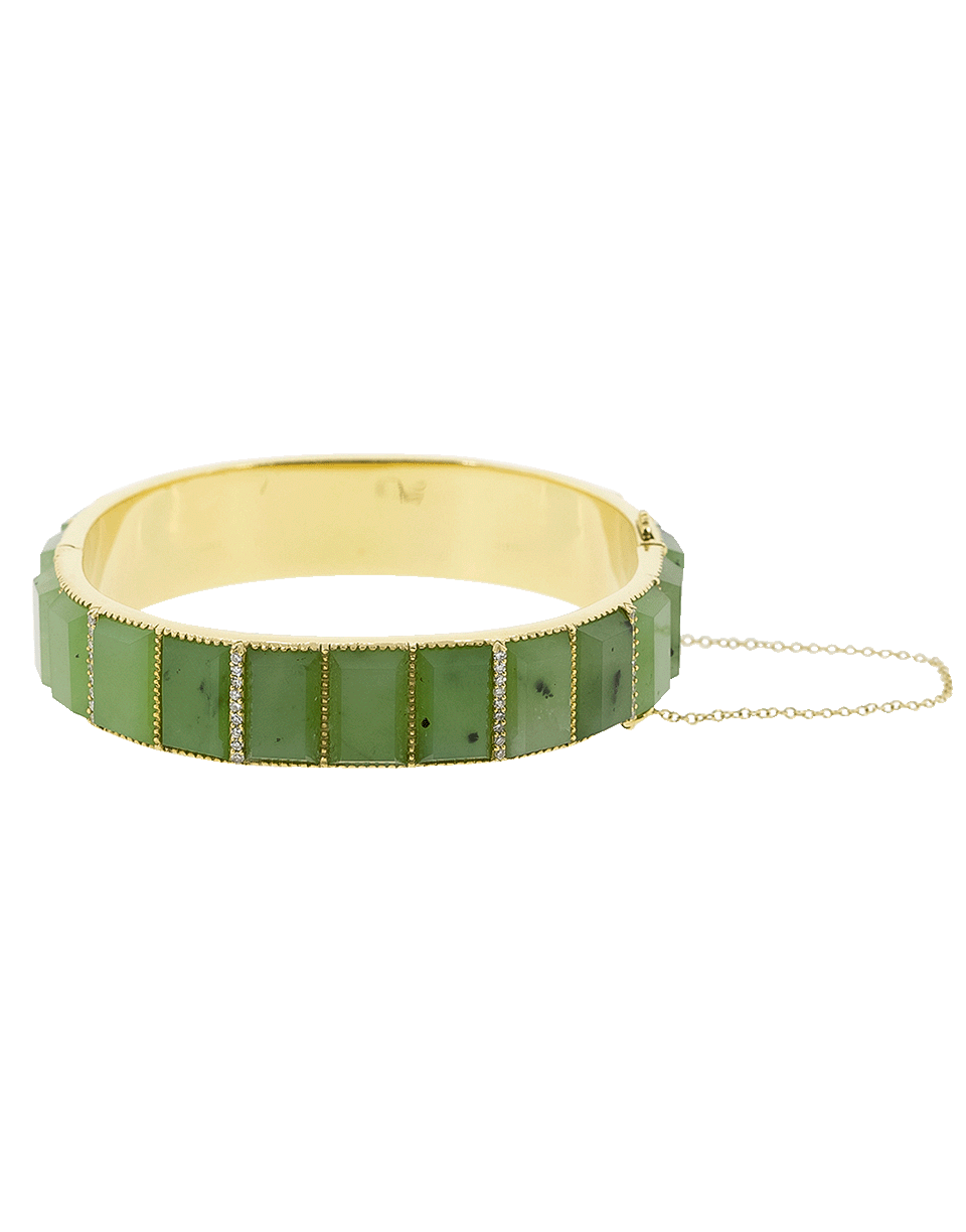 SYLVA & CIE-Green Nephrite And Diamond Bracelet-YELLOW GOLD