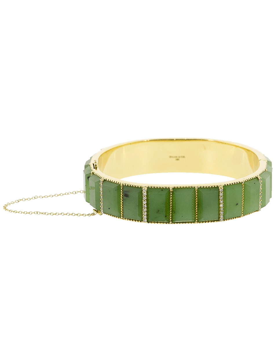 SYLVA & CIE-Green Nephrite And Diamond Bracelet-YELLOW GOLD