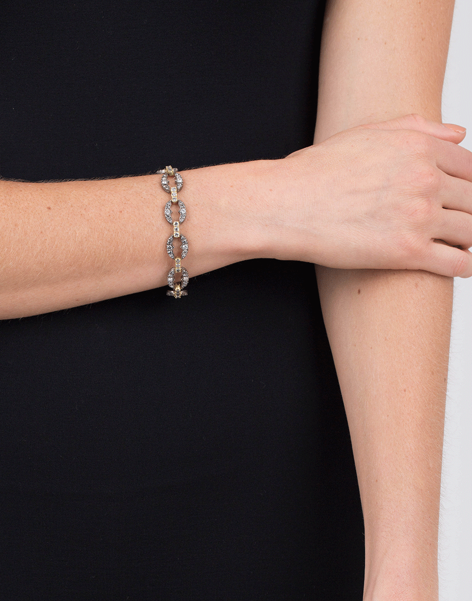 SYLVA & CIE-Grey Diamond Link Bracelet-YELLOW GOLD