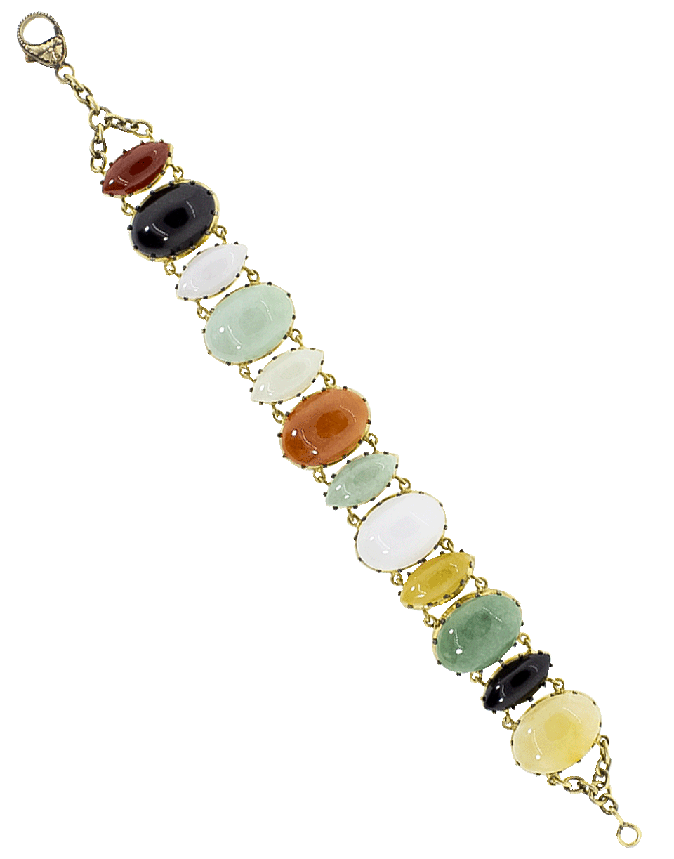 SYLVA & CIE-Multi Color Oval Jade Bracelet-YELLOW GOLD