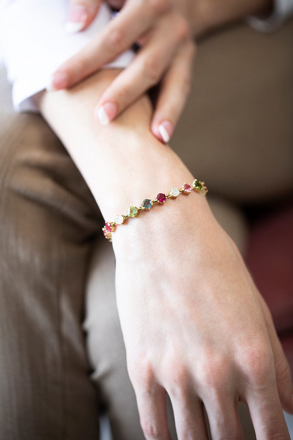SYLVA & CIE-Multi Color Tourmaline Bracelet-YELLOW GOLD