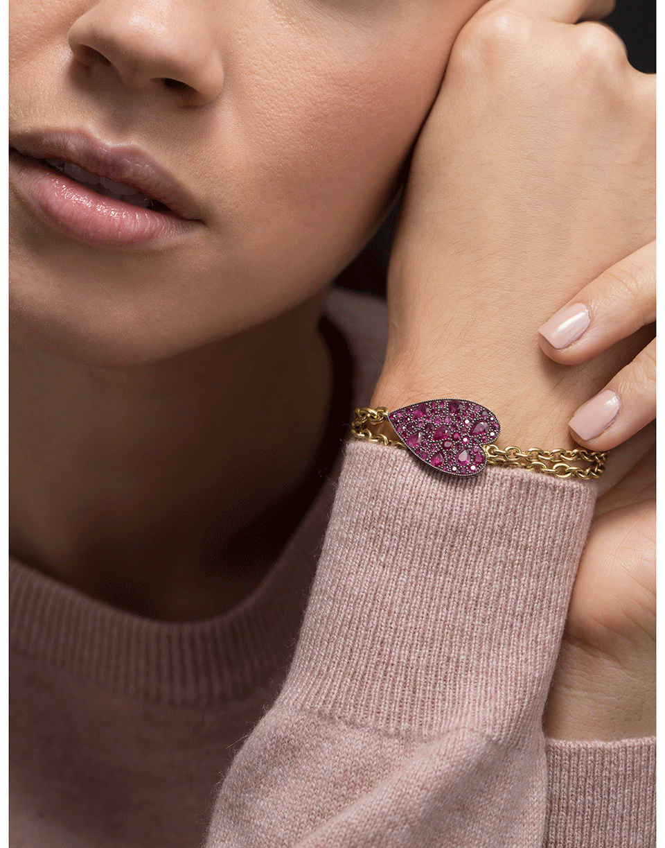 SYLVA & CIE-Ruby Heart Double Wrap Bracelet-YELLOW GOLD