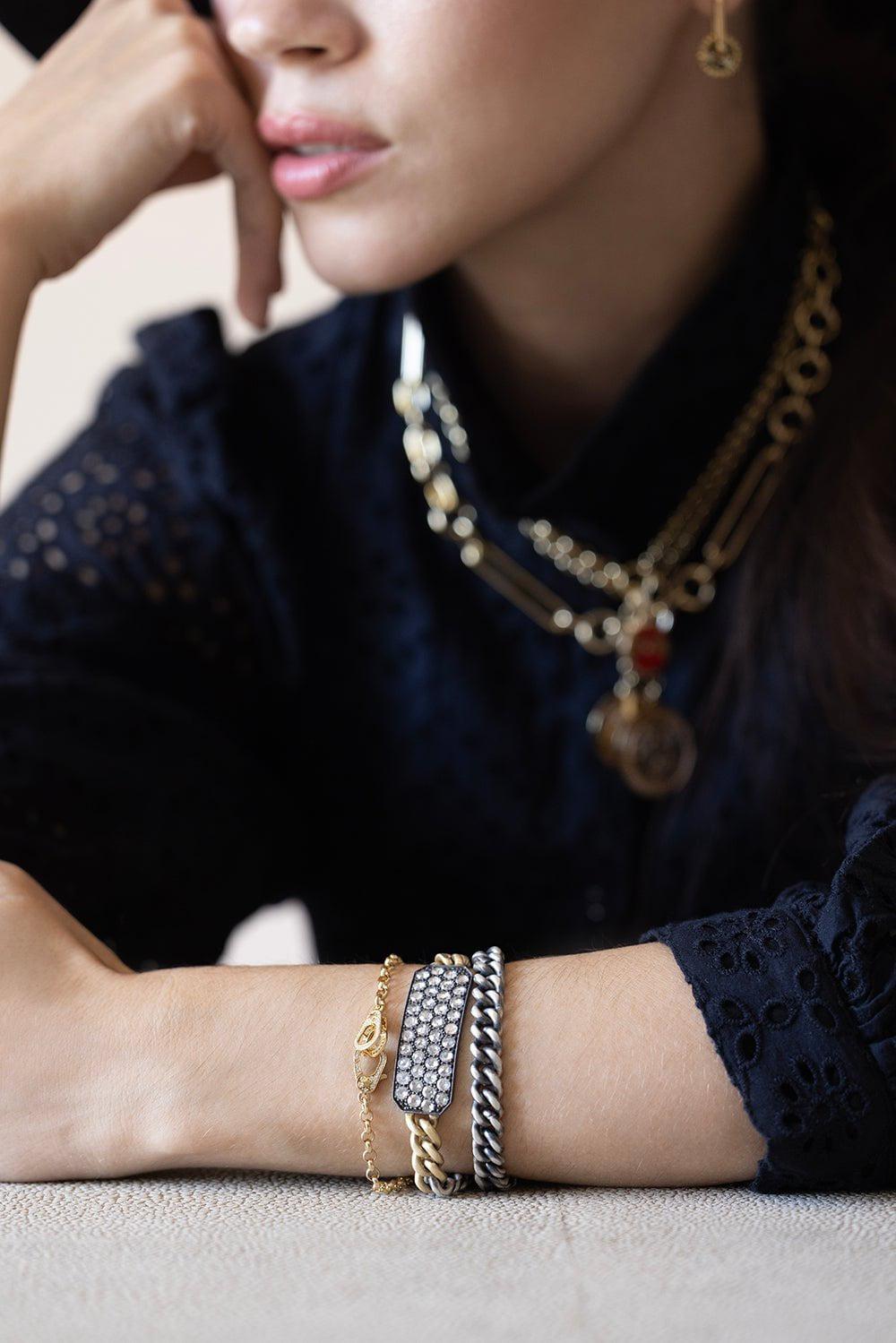 SYLVA & CIE-White Diamond Ten Table Bracelet-YELLOW GOLD