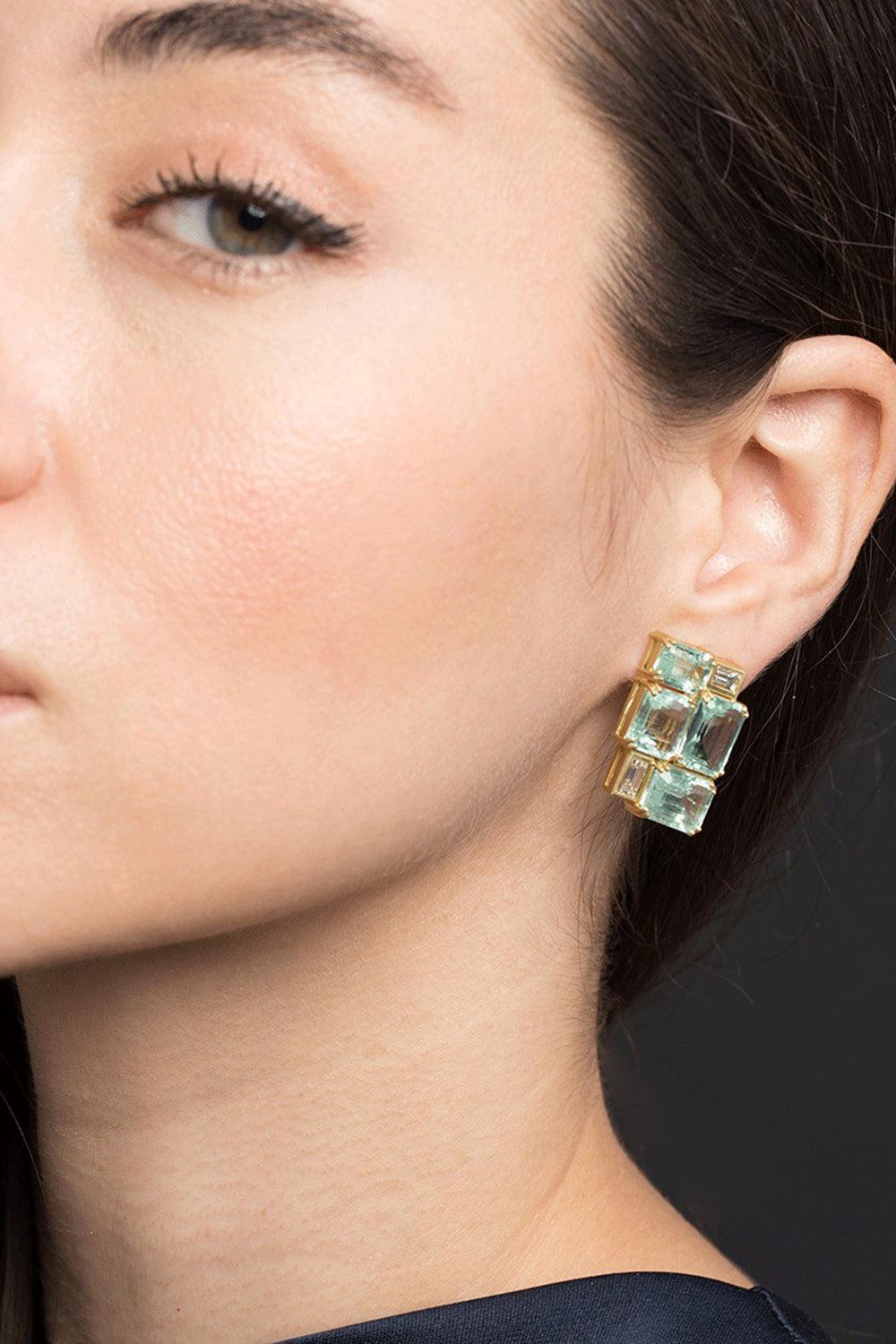 Colombian Emerald Earrings-YELLOW GOLD-JEWELRYFINE JEWELEARRING-SYLVA & CIE