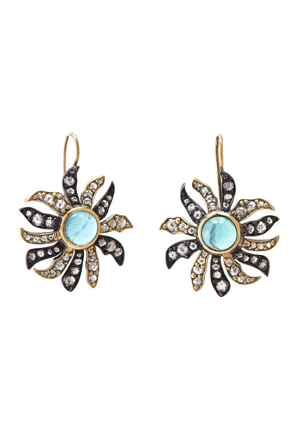 Apatite Floral Earrings-PLATINUM-JEWELRYFINE JEWELEARRING-SYLVA & CIE
