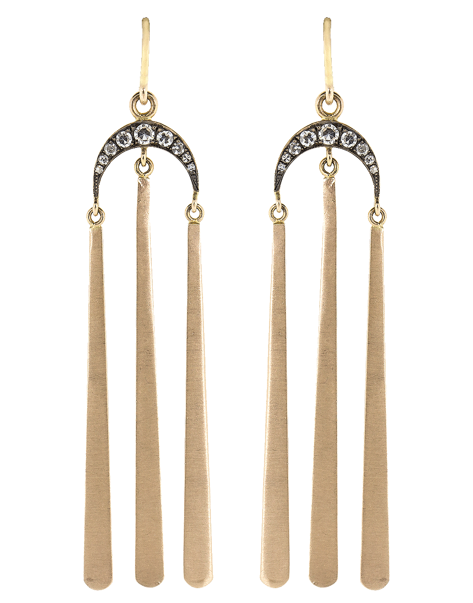 SYLVA & CIE-Diamond Tassel Moon Earrings-ROSE GOLD