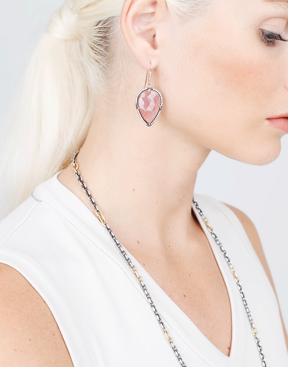 SYLVA & CIE-Pear Shape Pink Sapphire Slice Earrings-ROSE GOLD