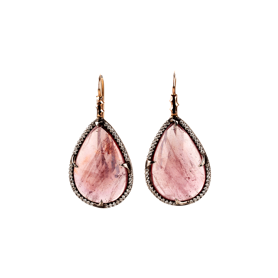 SYLVA & CIE-Pear Shape Pink Sapphire Slice Earrings-ROSE GOLD