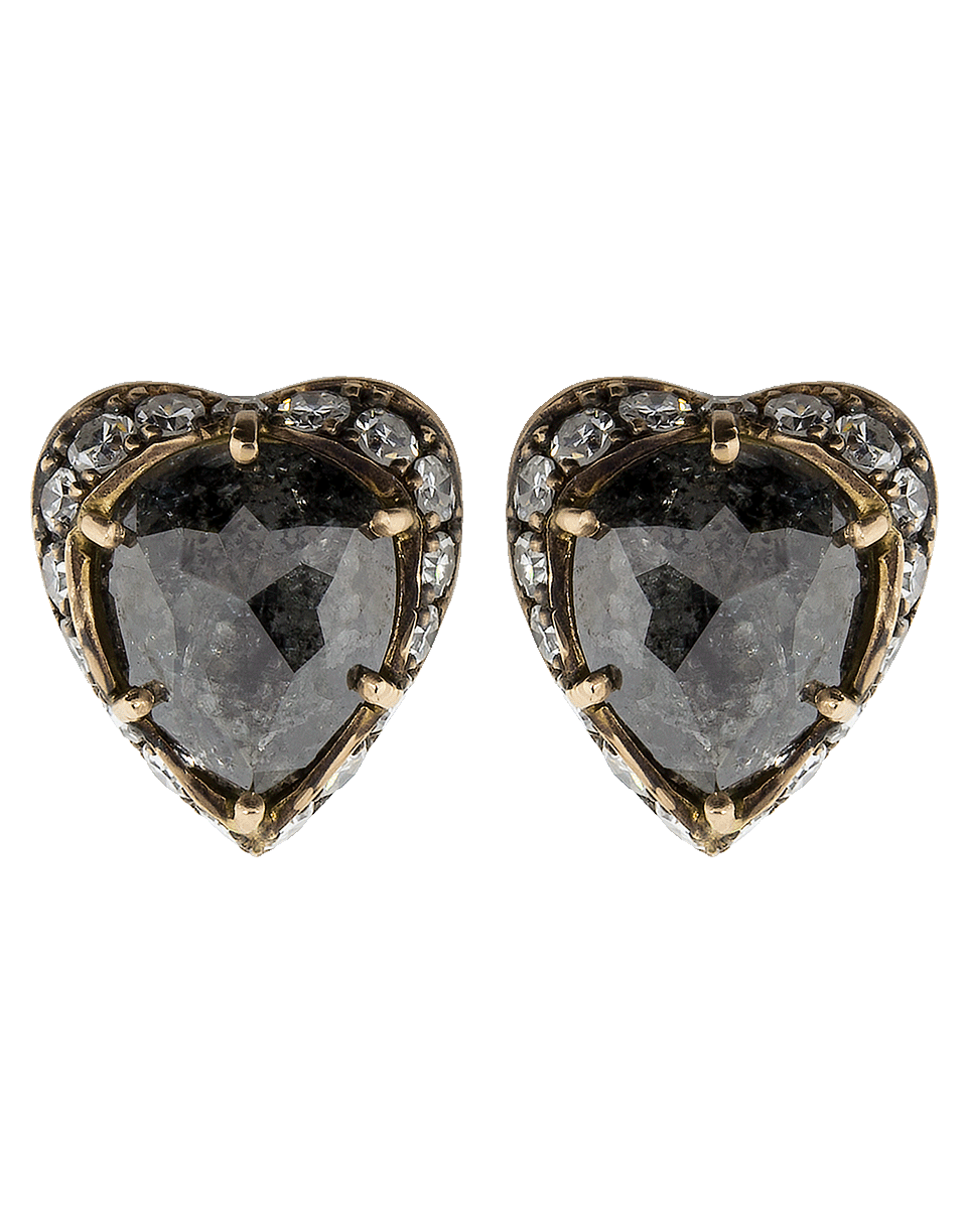 SYLVA & CIE-Rough Diamond Heart Stud Earrings-ROSE GOLD
