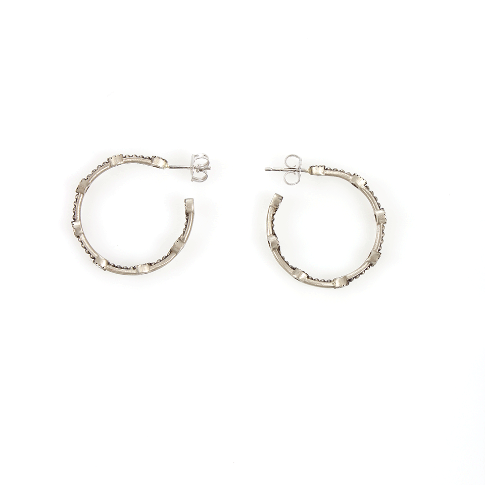 SYLVA & CIE-Caviar Hoop Earrings-WHITE GOLD