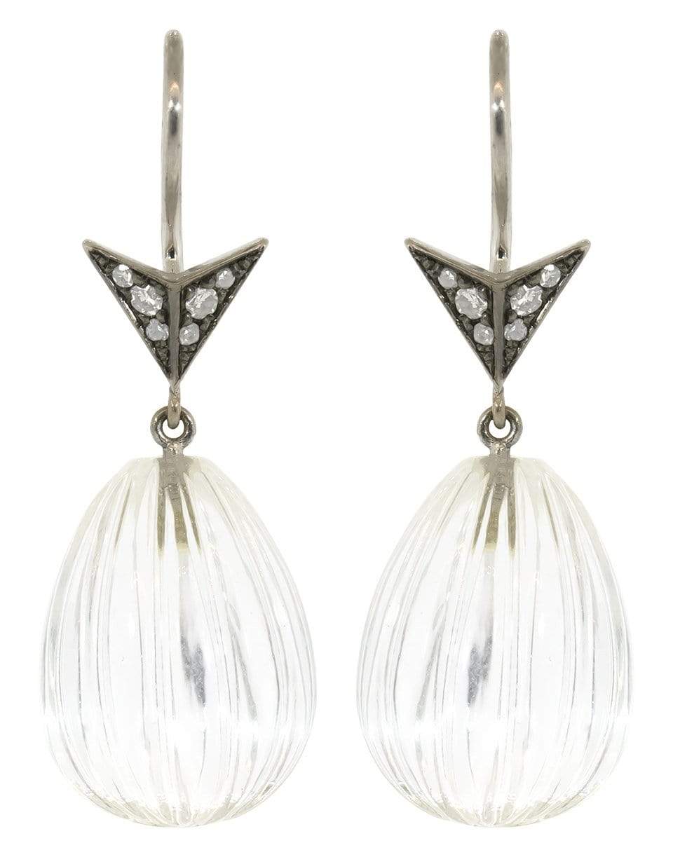 SYLVA & CIE-Crystal Bulb and Arrow Drop Earrings-WHITE GOLD