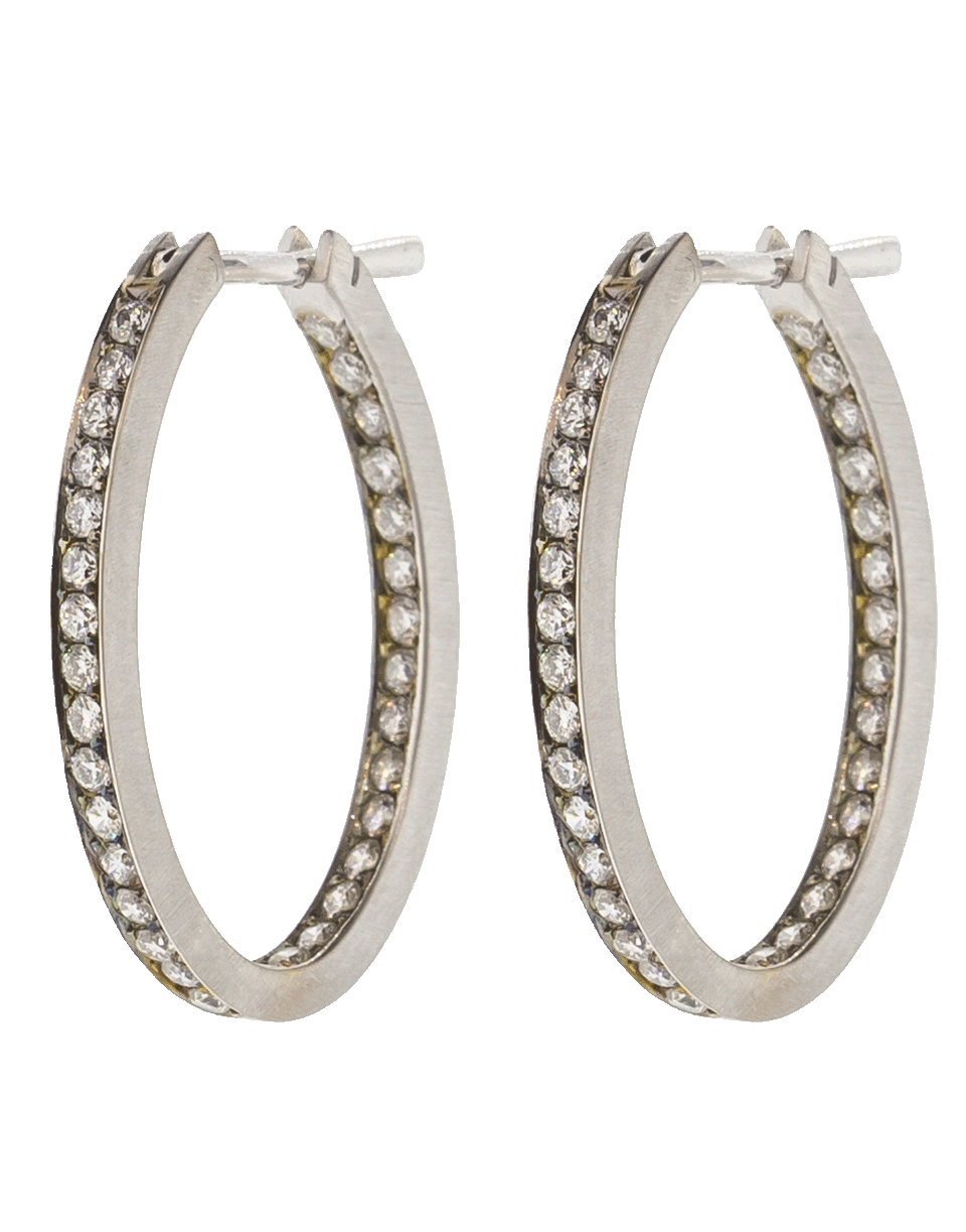 SYLVA & CIE-Diamond Oval Hoop Earrings-WHITE GOLD