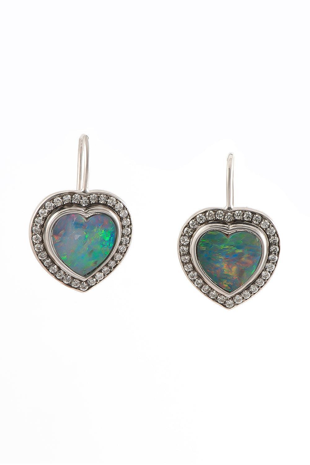 Heart Opal Earrings-WHITE GOLD-JEWELRYFINE JEWELEARRING-SYLVA & CIE