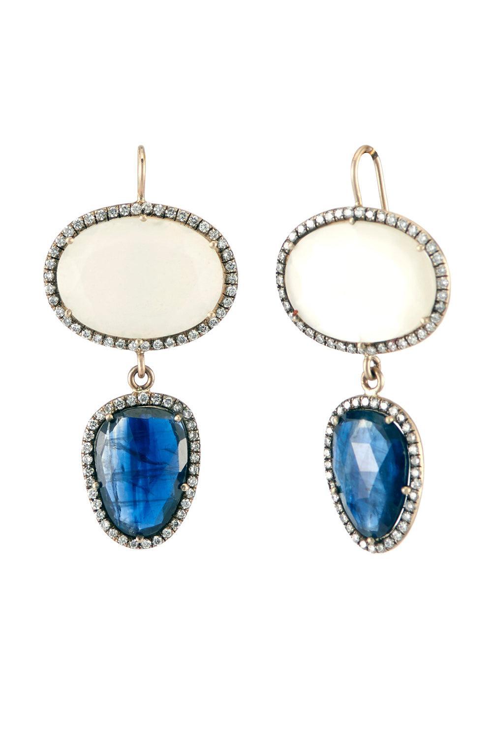 Moonstone Kyonit Earrings-WHITE GOLD-JEWELRYFINE JEWELEARRING-SYLVA & CIE