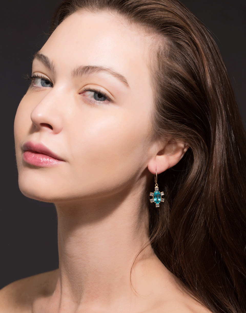 SYLVA & CIE-Apatite And Diamond Petal Earrings-YELLOW GOLD