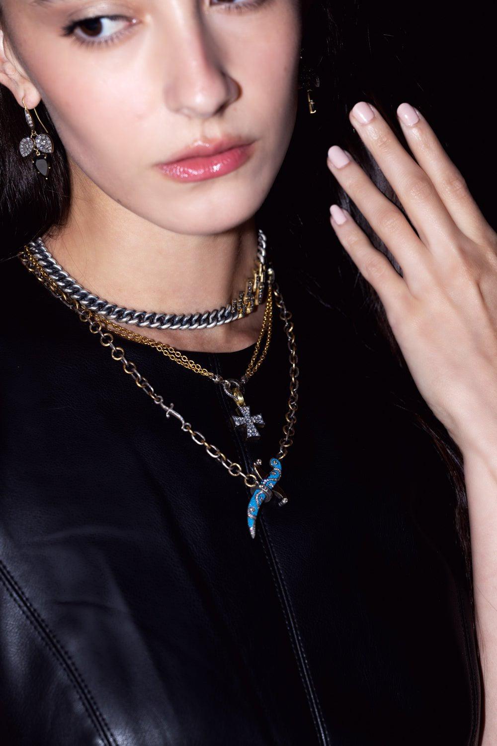 SYLVA & CIE-Black Diamond Drop Earrings-YELLOW GOLD