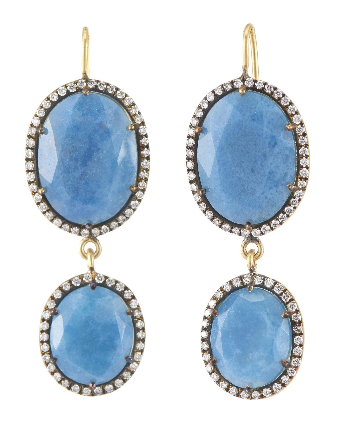 SYLVA & CIE-Blue Quartz Drop Earrings-YELLOW GOLD