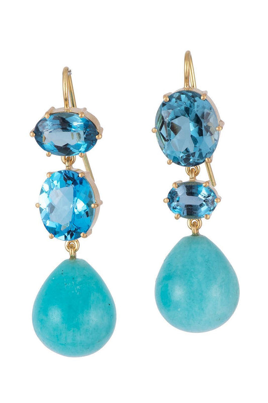 Blue Topaz Amazonite Drop Earrings-YELLOW GOLD-JEWELRYFINE JEWELEARRING-SYLVA & CIE