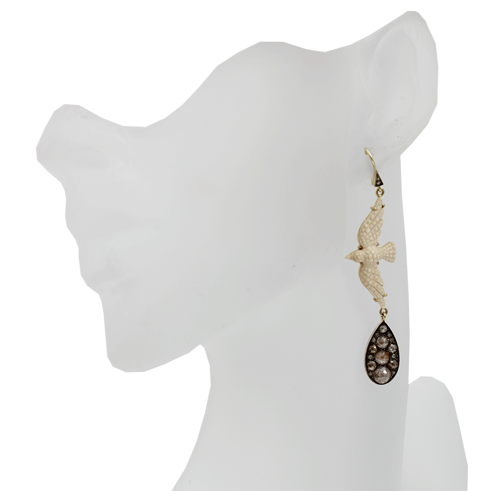 SYLVA & CIE-Carved Mammoth Swallow Earrings-YELLOW GOLD