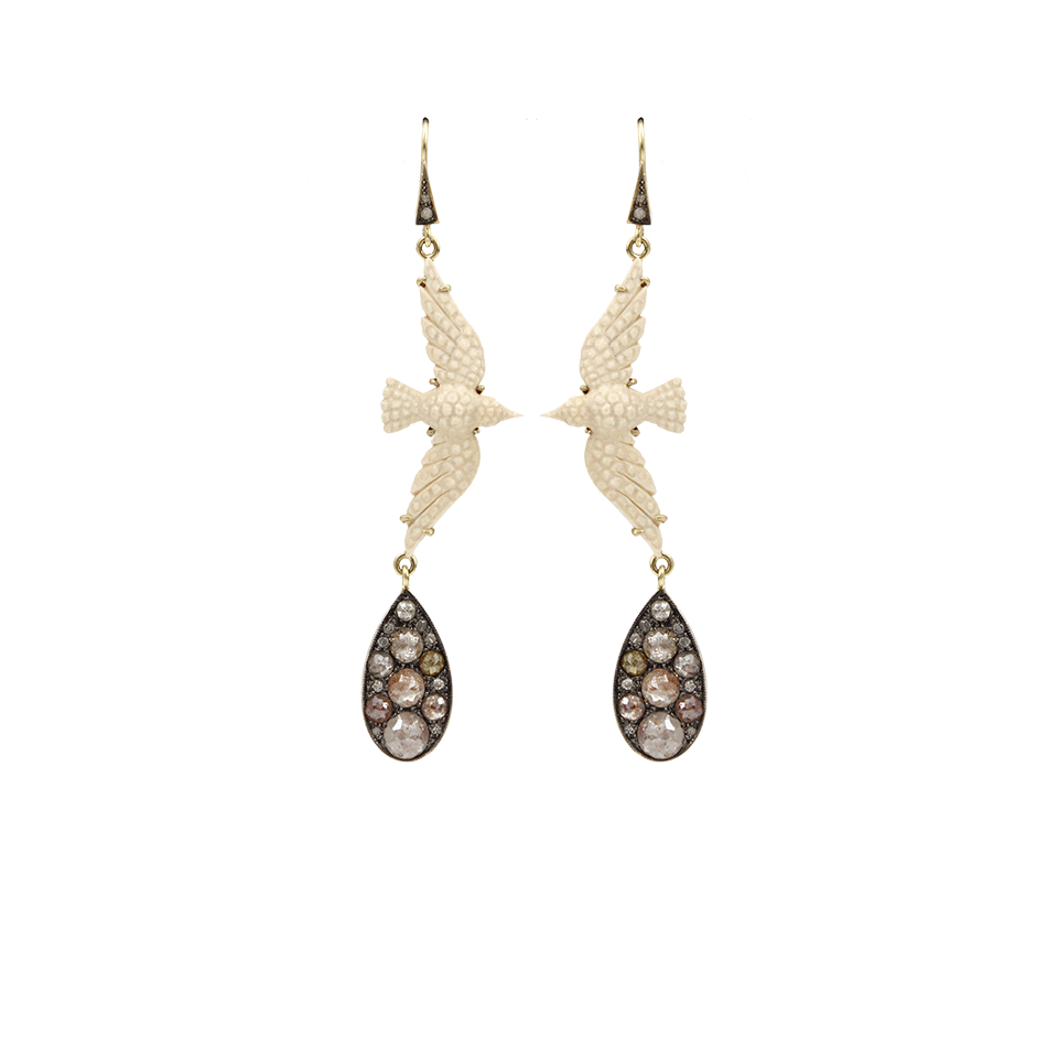 SYLVA & CIE-Carved Mammoth Swallow Earrings-YELLOW GOLD