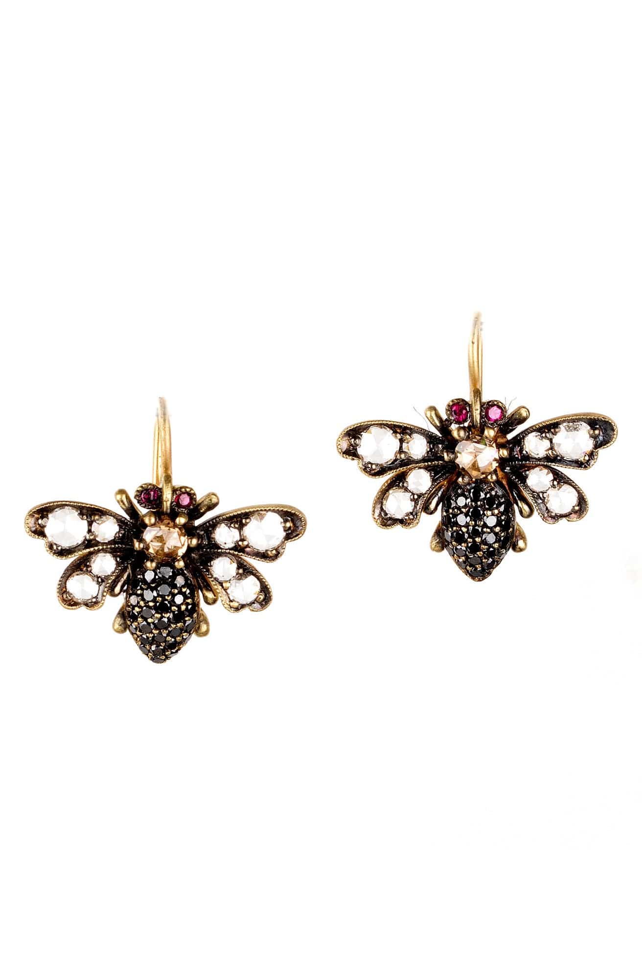 SYLVA & CIE-Diamond Bee Earrings-YELLOW GOLD