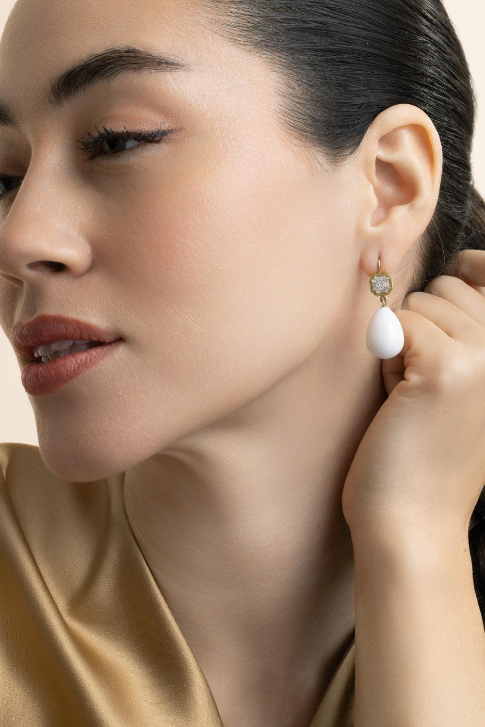 Diamond Cocholong Drop Earrings-YELLOW GOLD-JEWELRYFINE JEWELEARRING-SYLVA & CIE