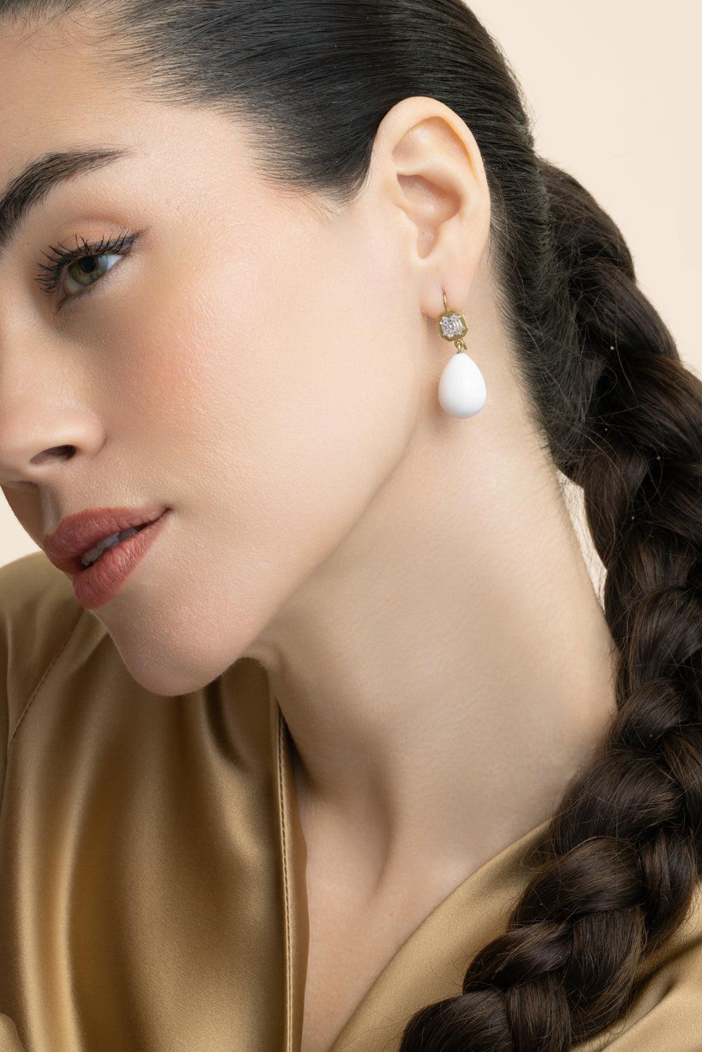 Diamond Cocholong Drop Earrings-YELLOW GOLD-JEWELRYFINE JEWELEARRING-SYLVA & CIE