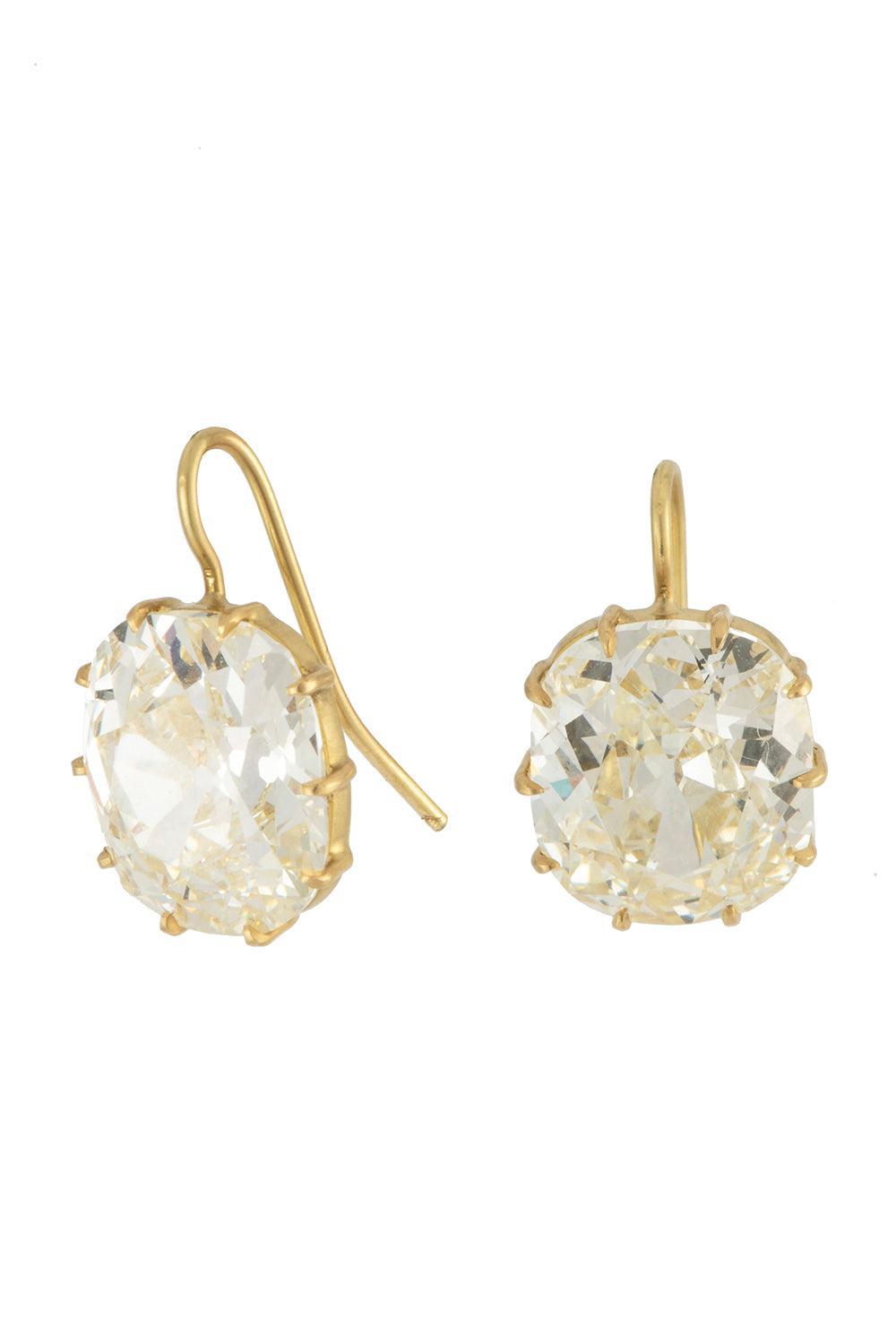 Diamond Cushion Bomb Earrings-YELLOW GOLD-JEWELRYFINE JEWELEARRING-SYLVA & CIE