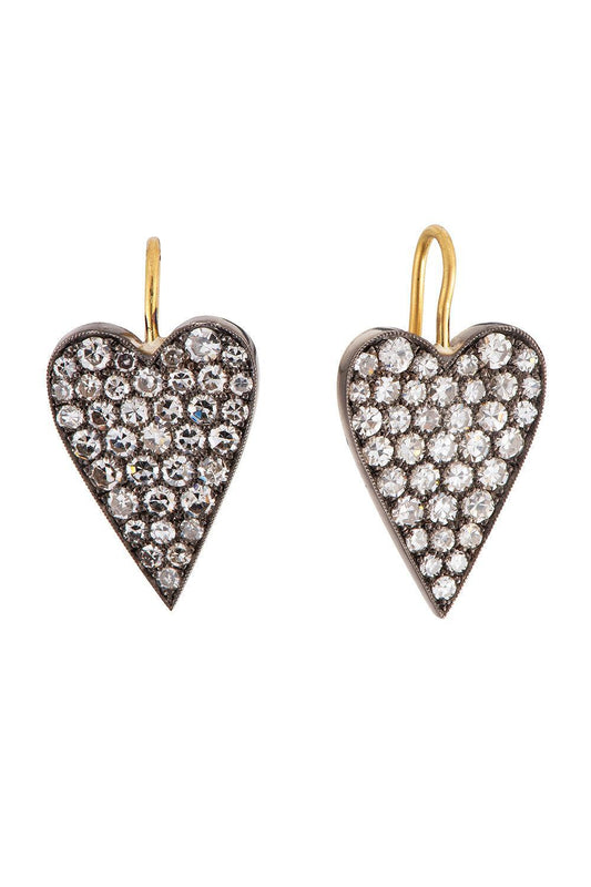 Diamond Heart Earrings-YELLOW GOLD-JEWELRYFINE JEWELEARRING-SYLVA & CIE