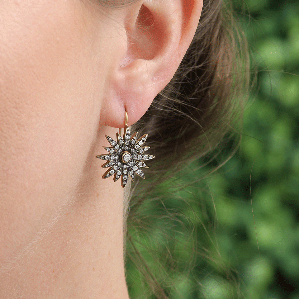 SYLVA & CIE-Diamond Starburst Earrings-YELLOW GOLD