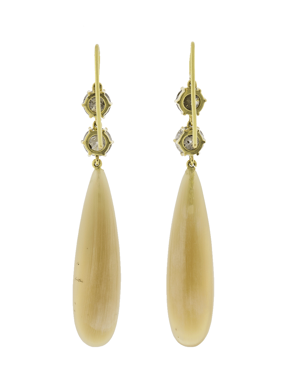 SYLVA & CIE-Drop Earrings With Grey Diamonds-YELLOW GOLD