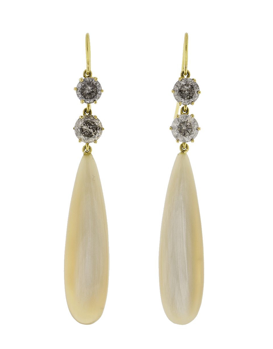 SYLVA & CIE-Drop Earrings With Grey Diamonds-YELLOW GOLD