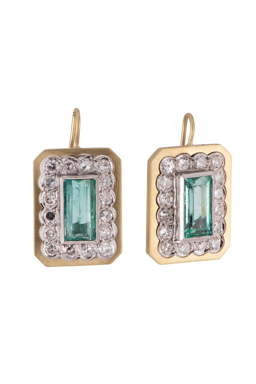 Emerald Vintage Earrings-YELLOW GOLD-JEWELRYFINE JEWELEARRING-SYLVA & CIE