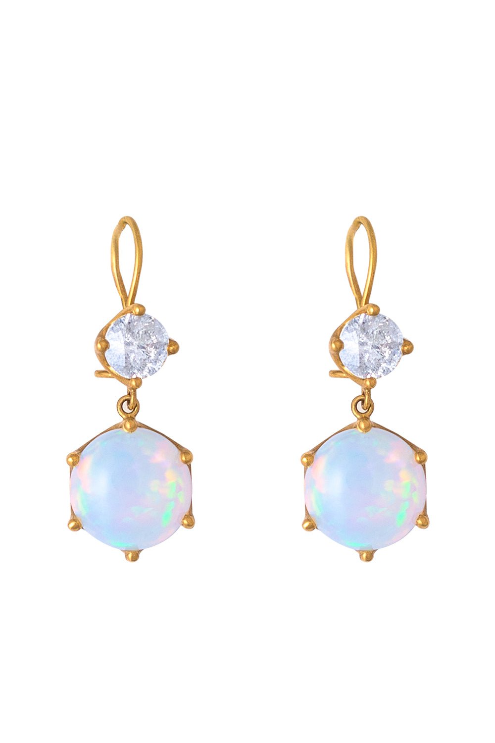 SYLVA & CIE-Ethiopian Opal Diamond Drop Earrings-YELLOW GOLD