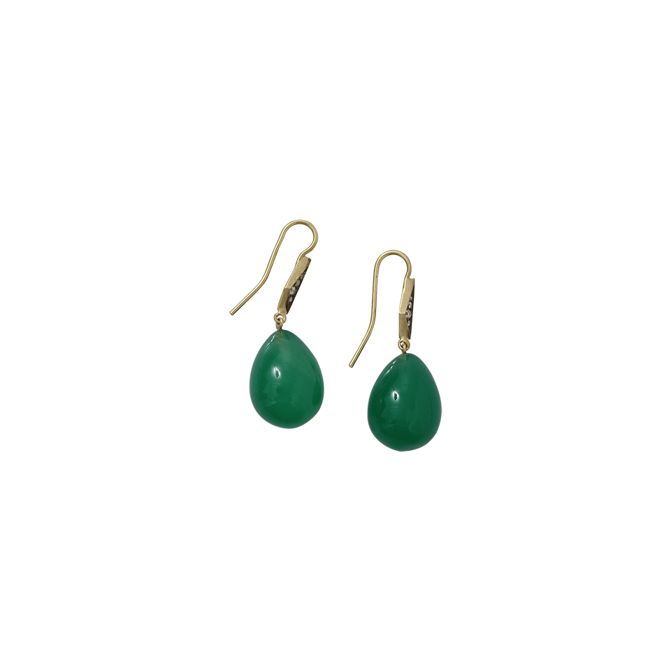 SYLVA & CIE-Green Agate Drop Earrings-YELLOW GOLD