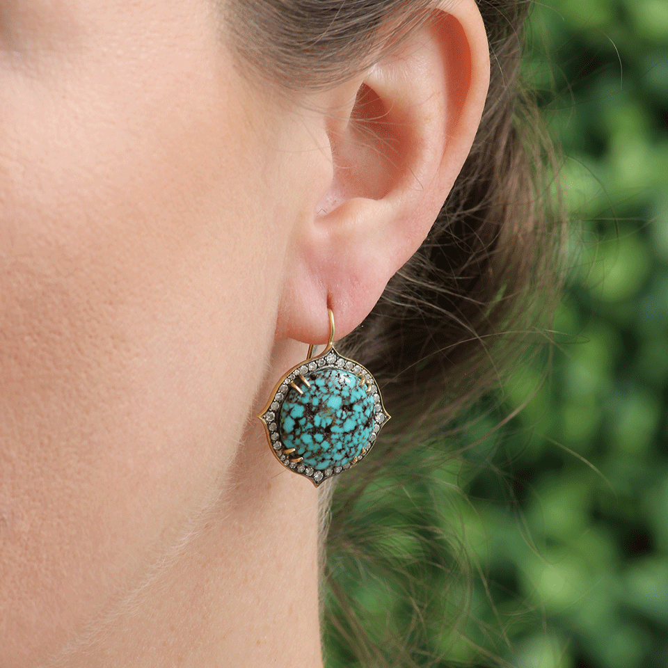 SYLVA & CIE-Kingman Turquoise Drop Earrings-YELLOW GOLD