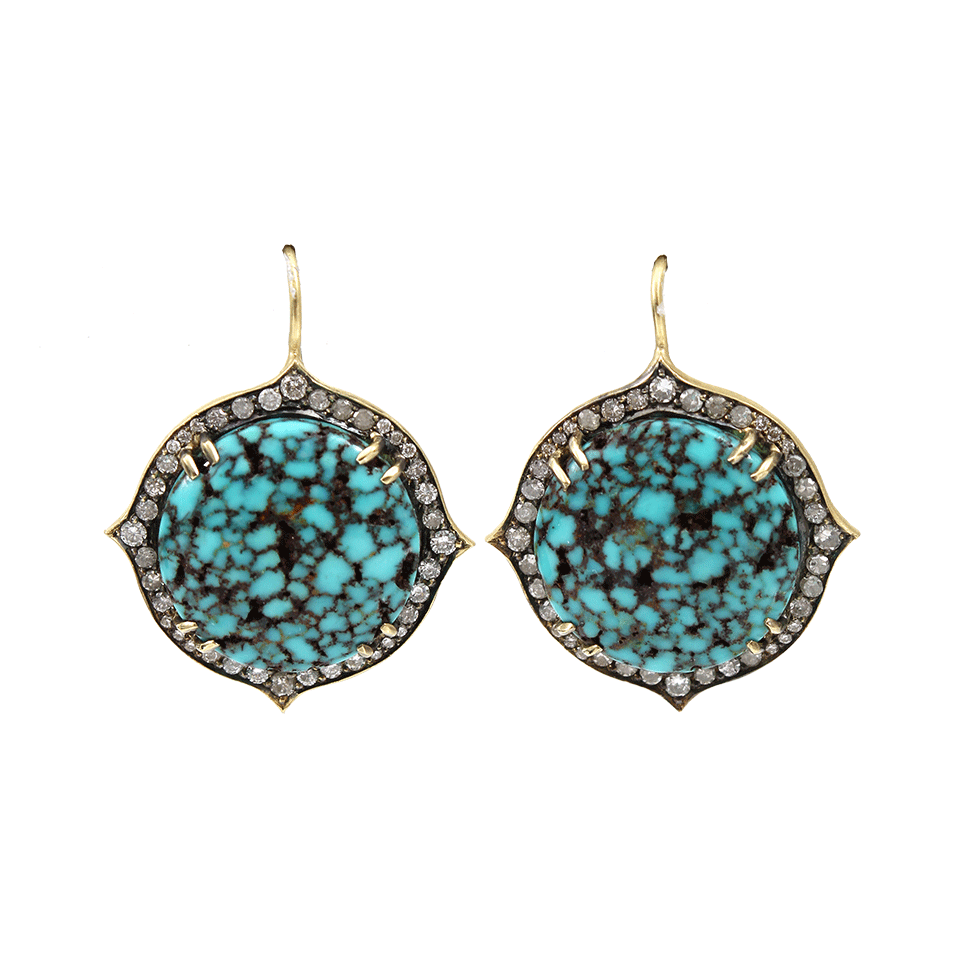 SYLVA & CIE-Kingman Turquoise Drop Earrings-YELLOW GOLD