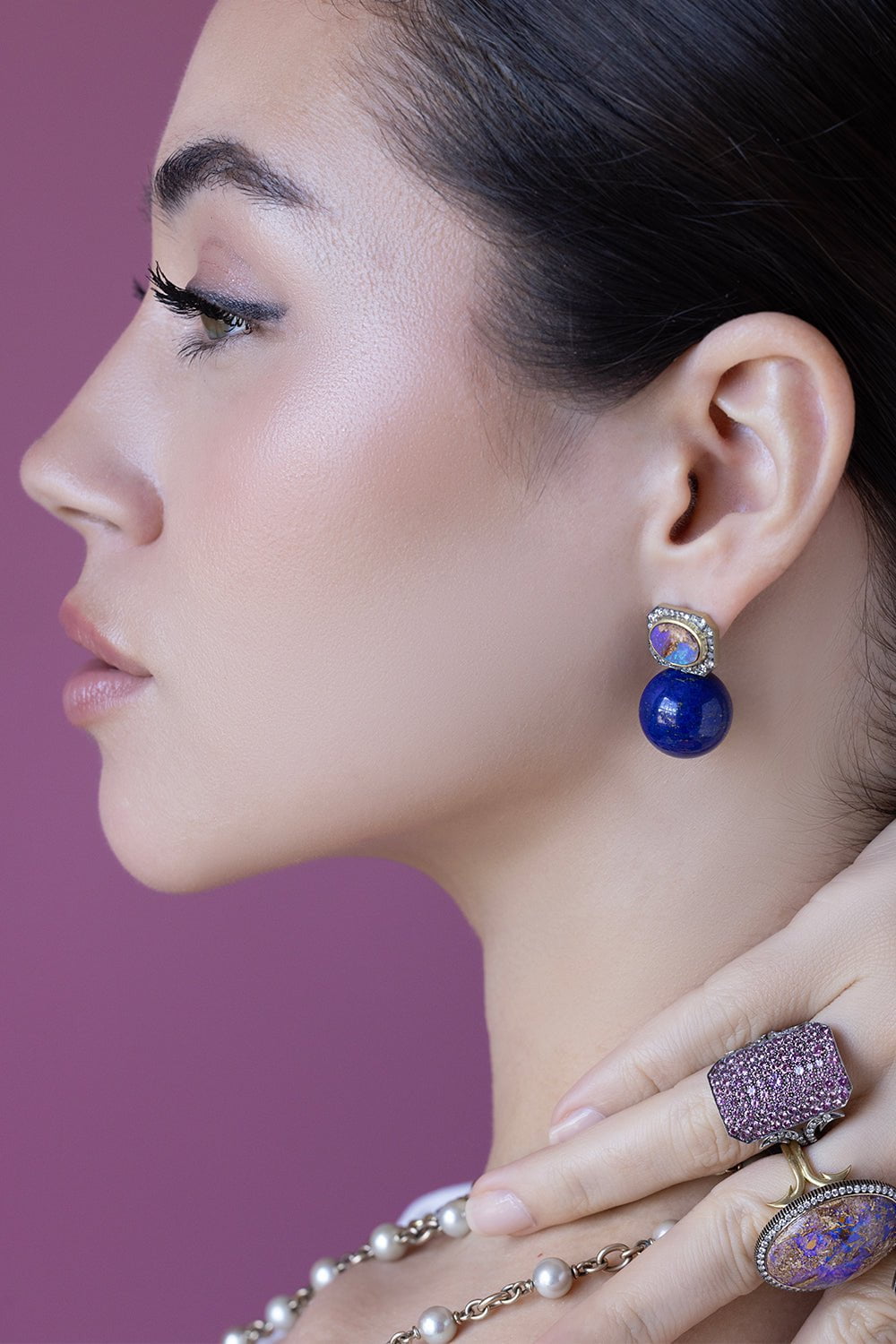 Lapis Opal Drop Earrings JEWELRYFINE JEWELEARRING SYLVA & CIE   